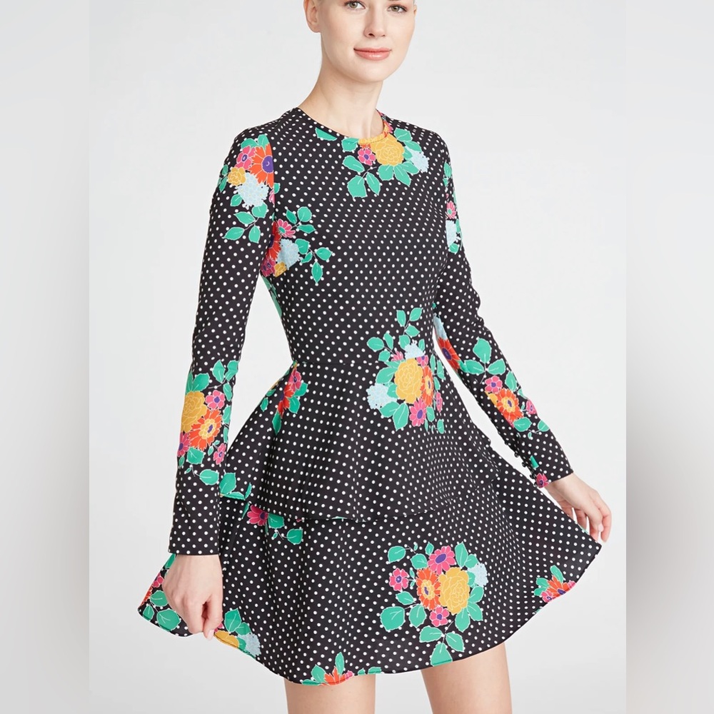 Amur Dalilah floral white polka dot dress Women’s size 0